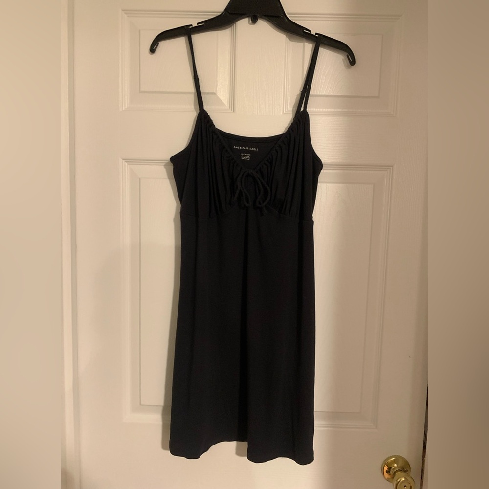American Eagle Black Tie-Front Cami Dress
